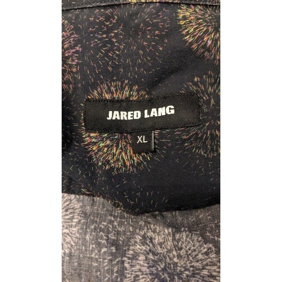 Jared Lang Shirt Men's XL Button Up Long Sleeve Cotton Men, Fireworks pattern - Picture 10 of 11